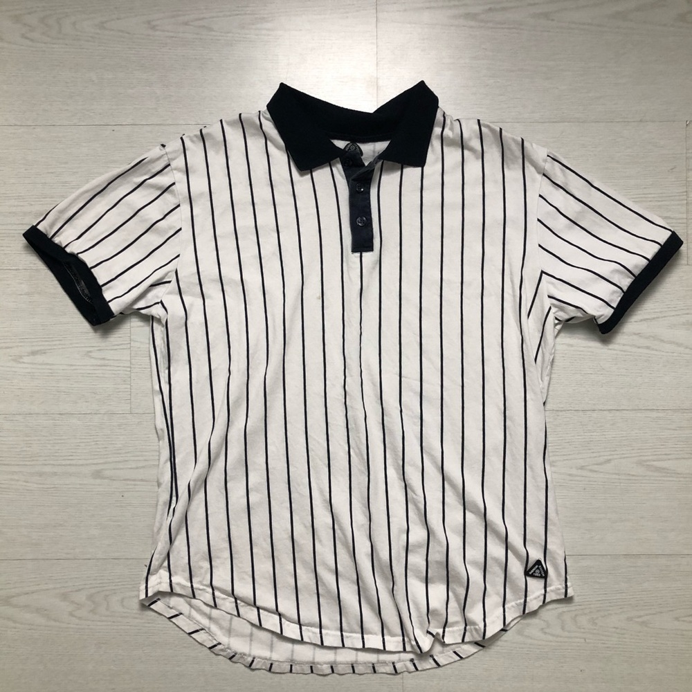 White & Blue Striped Polo Shirt